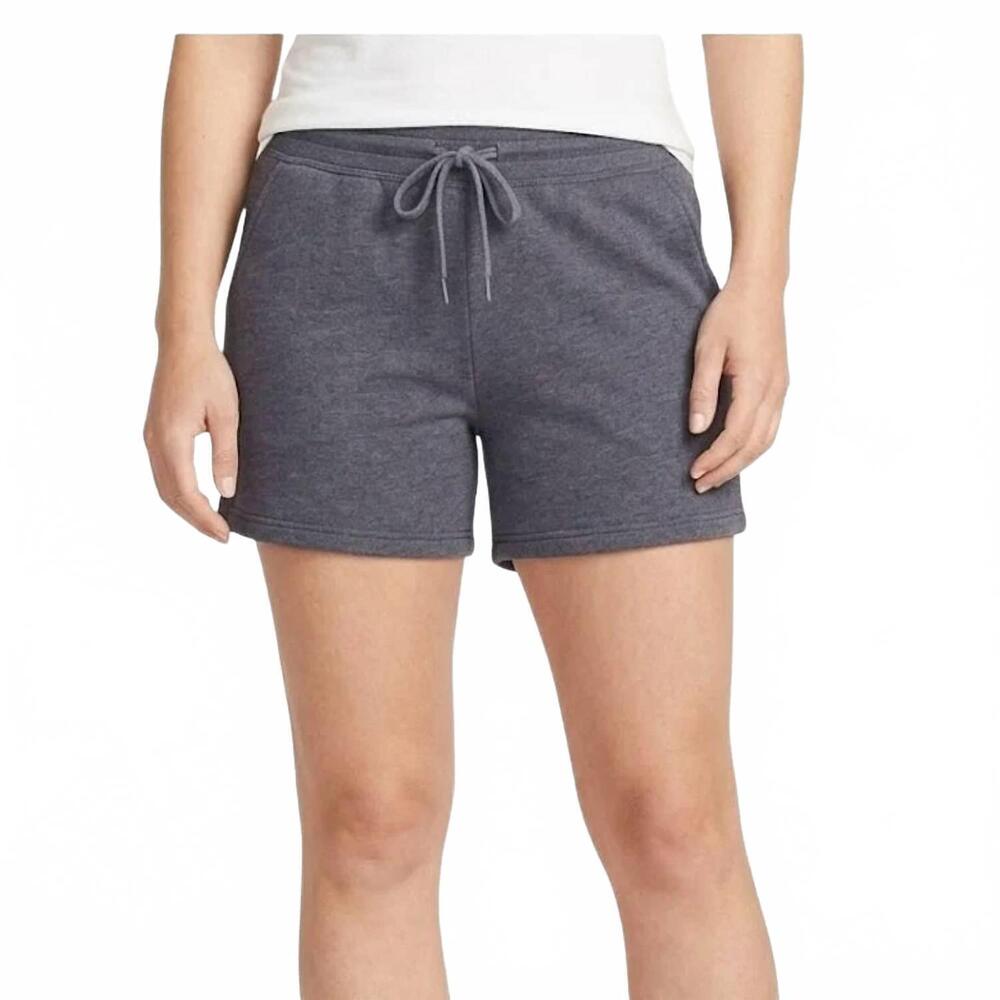 NEW EDDIE BAUER camp fleece elastic drawstring waist shorts - plus in gray